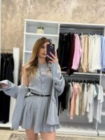 Billian ριγέ φούστα - Γκρι