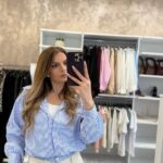 Eliz crop ριγέ πουκάμισο - Σιέλ