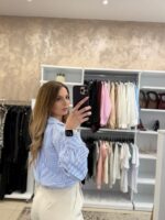 Eliz crop ριγέ πουκάμισο - Σιέλ - Image 2