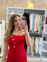 Esin Midi Φόρεμα - Κόκκινο