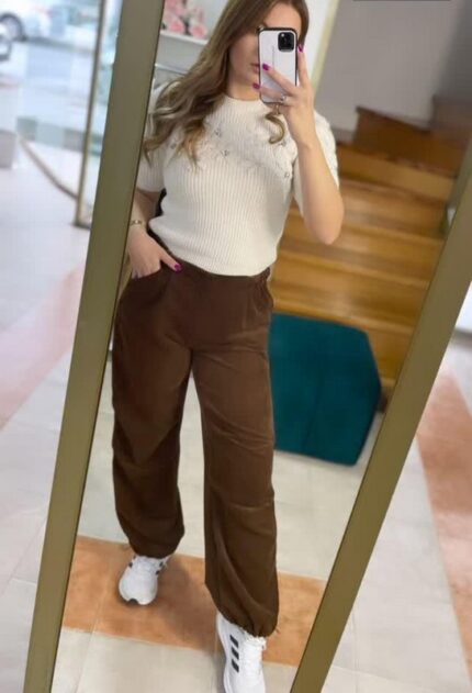 Gia corduroy cargo trousers - Καφέ