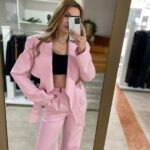 Irina Crop Blazer - Baby Pink