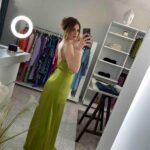 Misto maxi φόρεμα σατέν -Light green