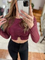 Mora Crop Top Lurex - Μπορντώ - Image 3