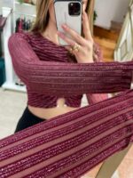 Mora Crop Top Lurex - Μπορντώ - Image 2