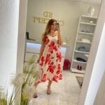 Nikol midi φόρεμα εμπριμέ - Κόκκινο