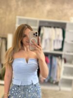 Kelsi Strapless Bustier - Γαλάζιο