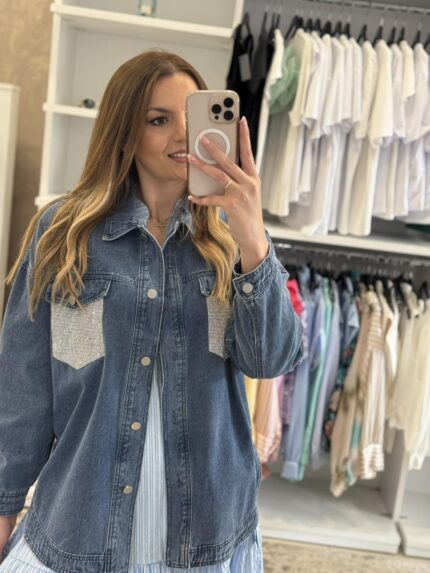 Kira jean jacket με strass