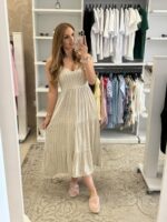 Ivonne Midi Φόρεμα Λινό με Ρίγα - Μπεζ - Image 2