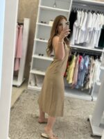 Rina Midi Φόρεμα Λινό Αμάνικο - Μπεζ - Image 4