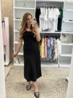 Rina Midi Φόρεμα Λινό Αμάνικο - Μαύρο - Image 2