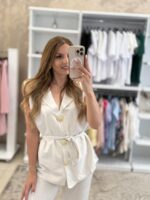 Louna Σετ Λινό με ζώνη - Μπεζ