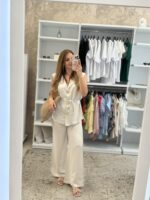 Louna Σετ Λινό με ζώνη - Μπεζ - Image 2