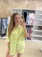 Sophia's Σετ Ριγέ με πουκάμισο και σορτς - Lime