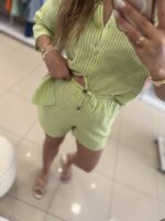 Sophia's Σετ Ριγέ με πουκάμισο και σορτς - Lime - Image 2