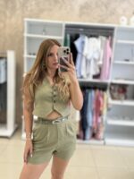 Ios Σετ με Γιλέκο/ Σορτς - Χακί