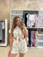 Amorgos Σετ με Crop Πουκάμισο/Σορτς - Πράσινο