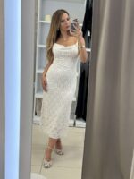 Lace midi φόρεμα - Εκρού - Image 3