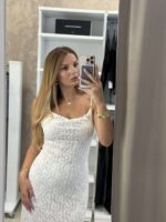 Lace midi φόρεμα - Εκρού