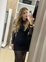 Bernart midi φόρεμα δαντέλα- Μαύρο