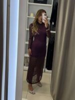 Bernart midi φόρεμα δαντέλα- Μπορντό - Image 2