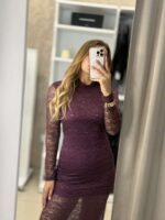 Bernart midi φόρεμα δαντέλα- Μπορντό