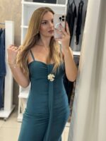 Camila maxi φόρεμα σατέν - Σμαραγδί - Image 2