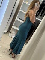 Camila maxi φόρεμα σατέν - Σμαραγδί - Image 3