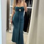 Camila maxi φόρεμα σατέν - Σμαραγδί