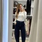 Rose balloon barrel jeans -Μπλε