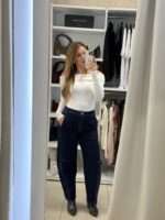 Rose balloon barrel jeans -Μπλε