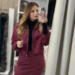 Claret set suede φούστα / jacket - Μπορντό