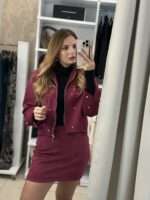 Claret set suede φούστα / jacket - Μπορντό