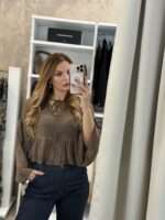 Ruffles see through πουκάμισο - Καφέ