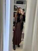 Gina σατέν midi φούστα - Καφέ - Image 4