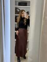 Gina σατέν midi φούστα - Καφέ