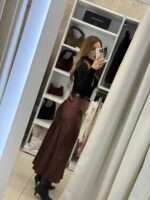 Gina σατέν midi φούστα - Καφέ - Image 2