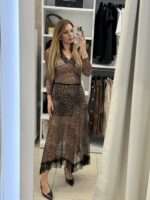 Milena ασύμμετρη leopard φούστα - καφέ