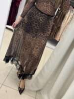 Milena ασύμμετρη leopard φούστα - καφέ - Image 3