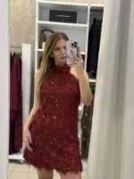 Meg mini φόρεμα παγιέτα - Μπορντό