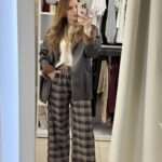 Dina καρό παντελόνα - Καφέ