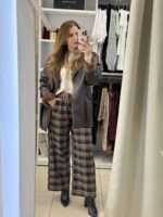 Dina καρό παντελόνα - Καφέ