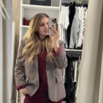 Geo oversized blazer pied de poule - Μπορντό