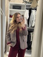 Geo oversized blazer pied de poule - Μπορντό