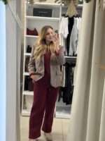 Geo oversized blazer pied de poule - Μπορντό - Image 3