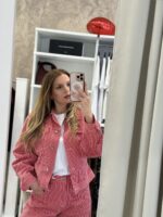 Poppins ριγέ Jean jacket - Κόκκινο