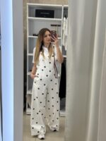 Polka dot jeans σαλοπέτα - Λευκό