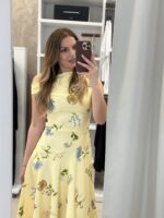 Charlotte floral midi φόρεμα - Κίτρινο παστέλ
