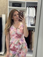 Marrien floral set παντελόνα / γιλέκο - Ροζ