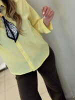 Shart πουκάμισο ποπλίνα - Λεμονί - Image 2